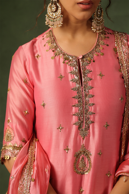 Pakeezah Zardosi Ambi Kurta Lehenga Gulabi