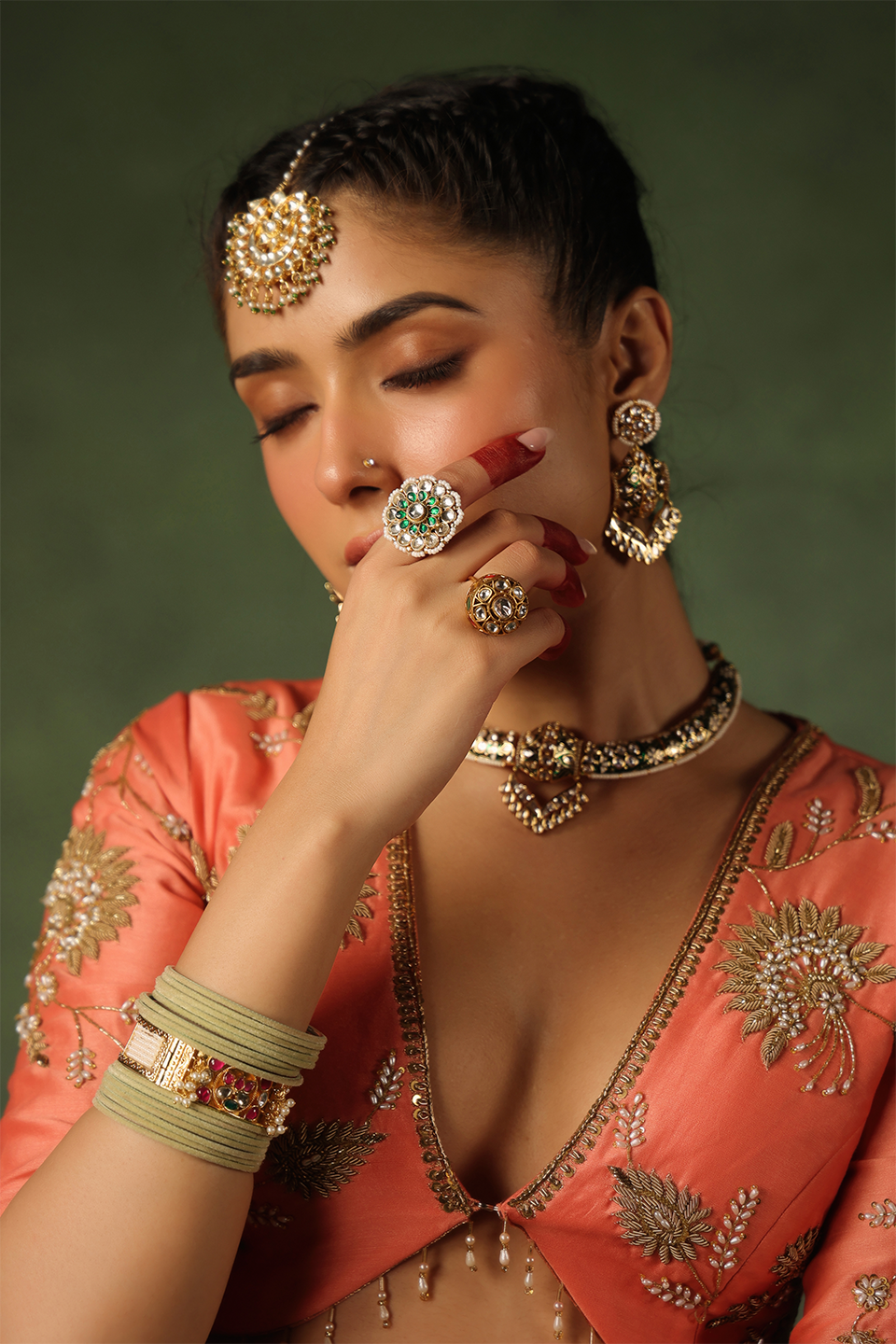 Pakeezah Zardosi Buta Lehenga Narangi