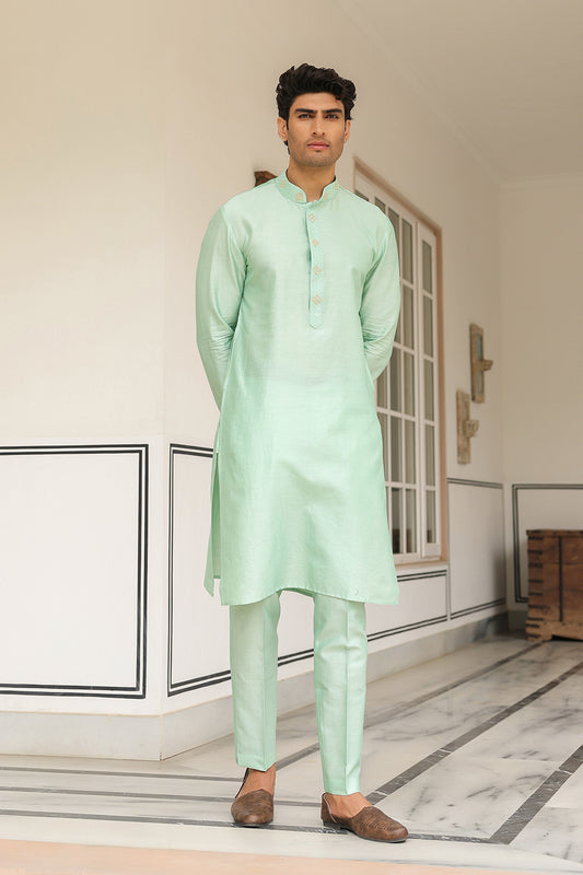 Gulzar Mint Green Placket Embroidered Kurta Set