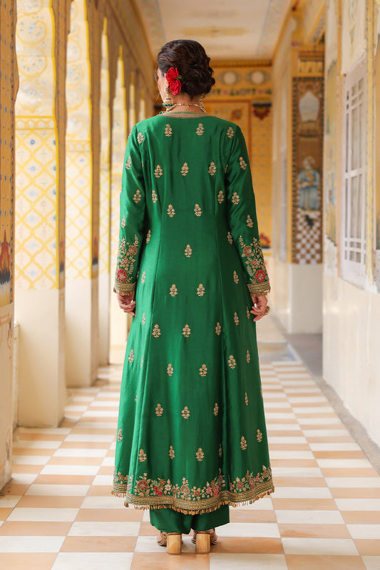 Ahista Green Jacket Anarkali Set