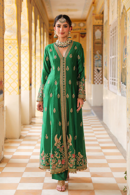 Ahista Green Jacket Anarkali Set