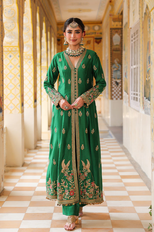 Ahista Green Jacket Anarkali Set