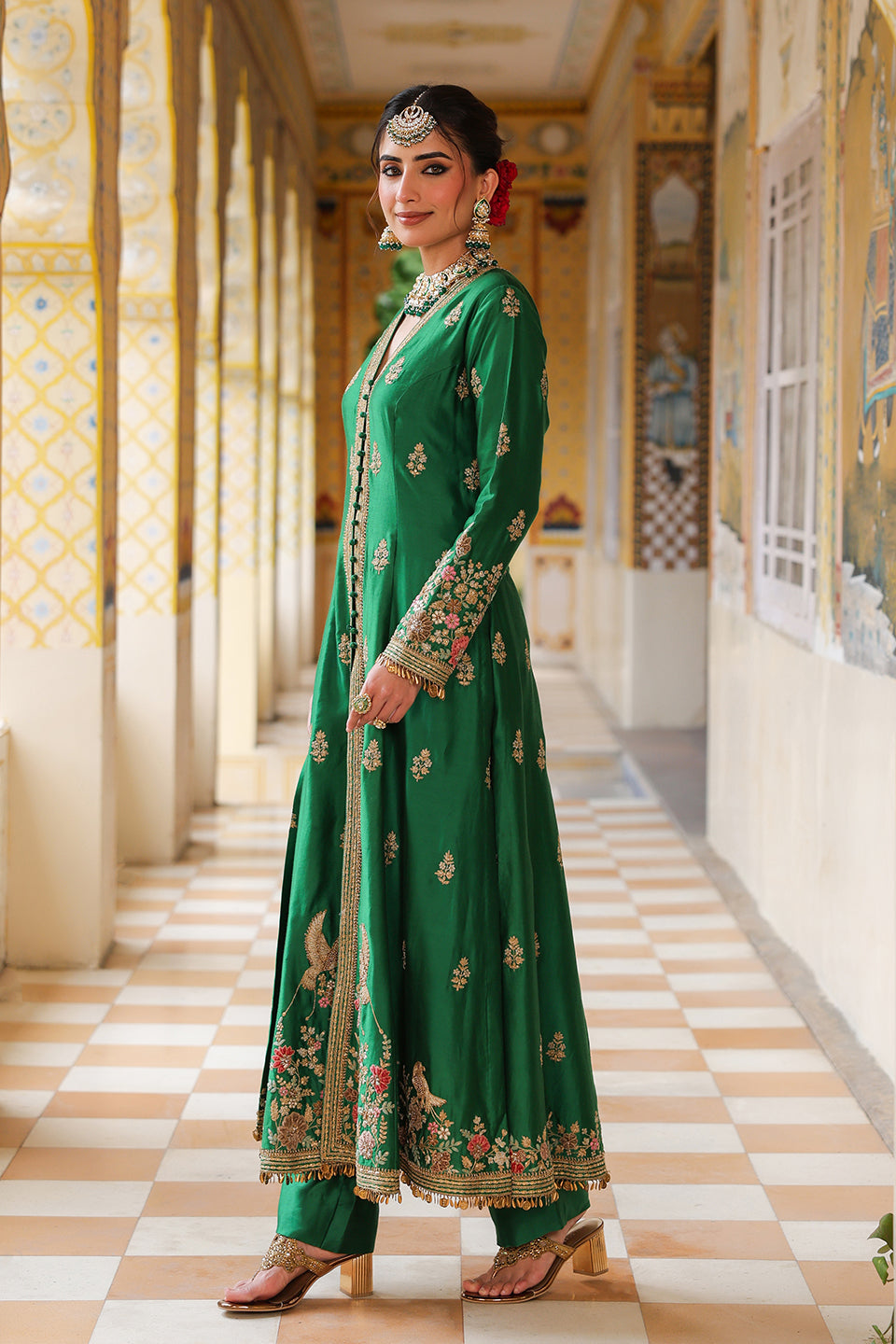 Ahista Green Jacket Anarkali Set