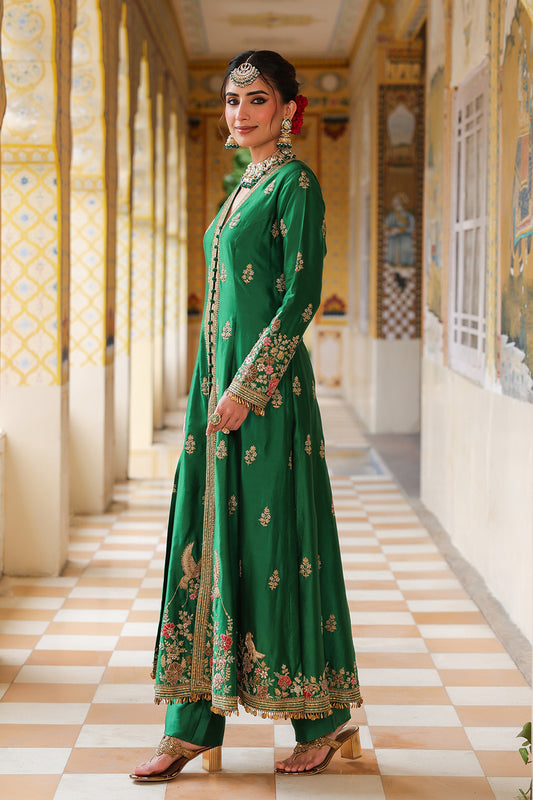 Ahista Green Jacket Anarkali Set
