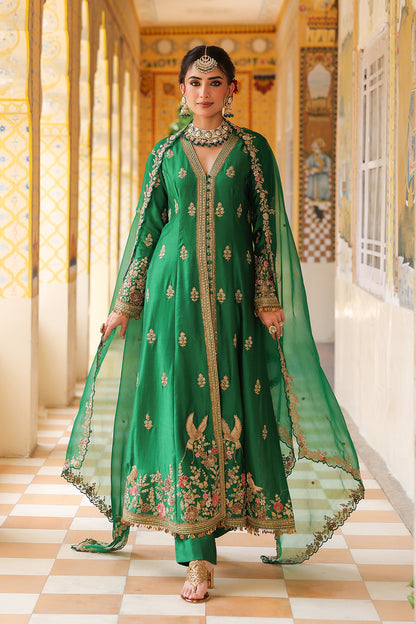 Ahista Green Jacket Anarkali Set