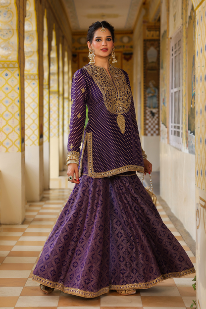 Ahista Purple Printed Sharara Set