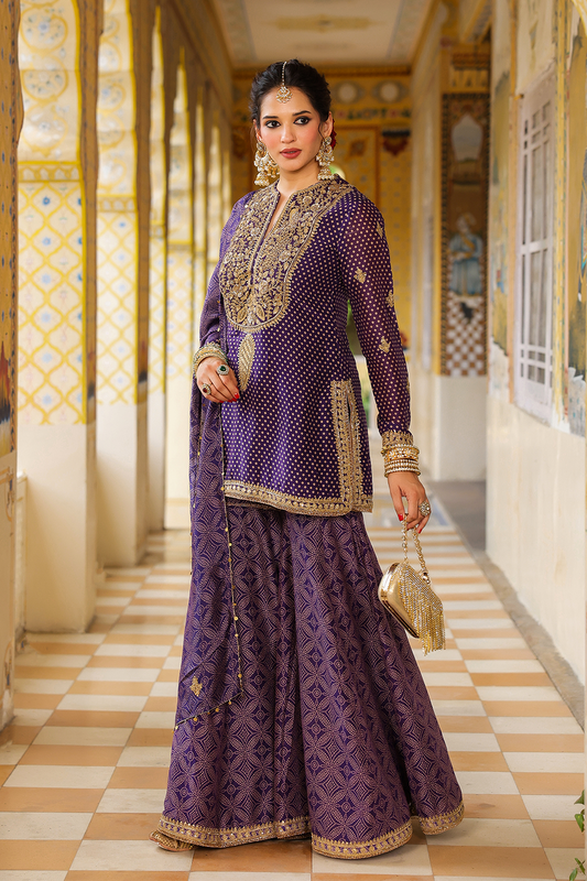 Ahista Purple Printed Sharara Set