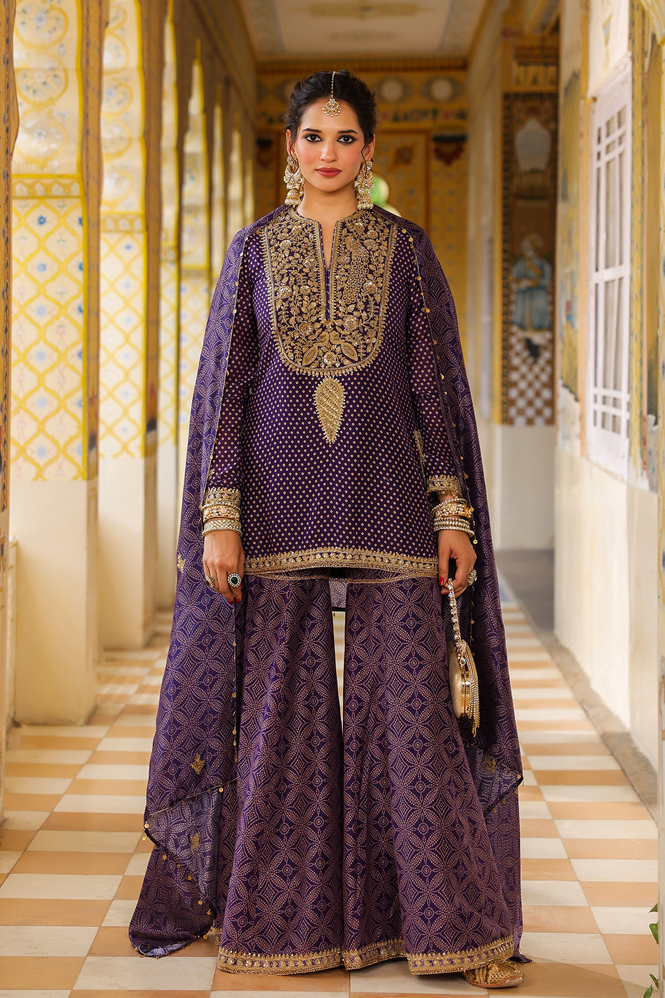 Ahista Purple Printed Sharara Set