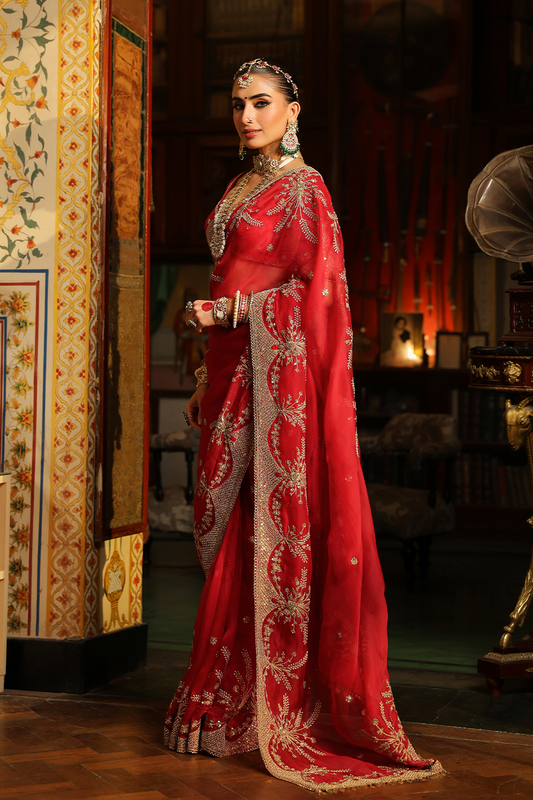 Ahista Red Zardosi Saree Set