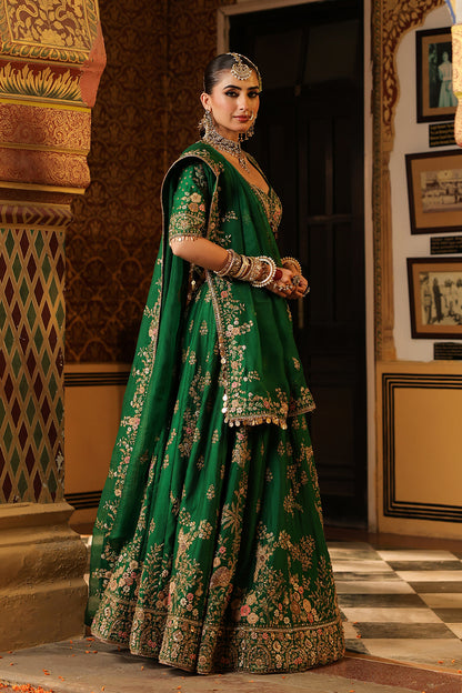 Ahista Green Mayur Applique Lehenga Set