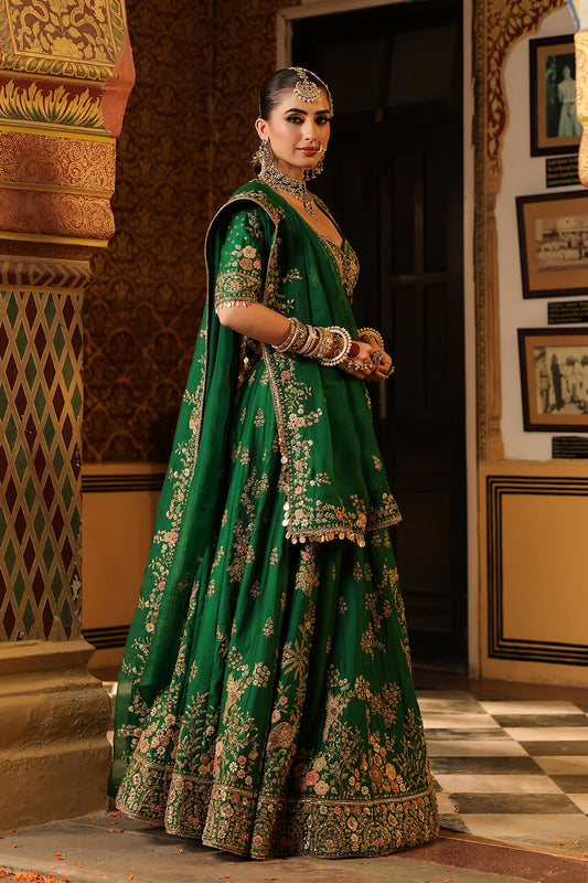 Ahista Green Mayur Applique Lehenga Set