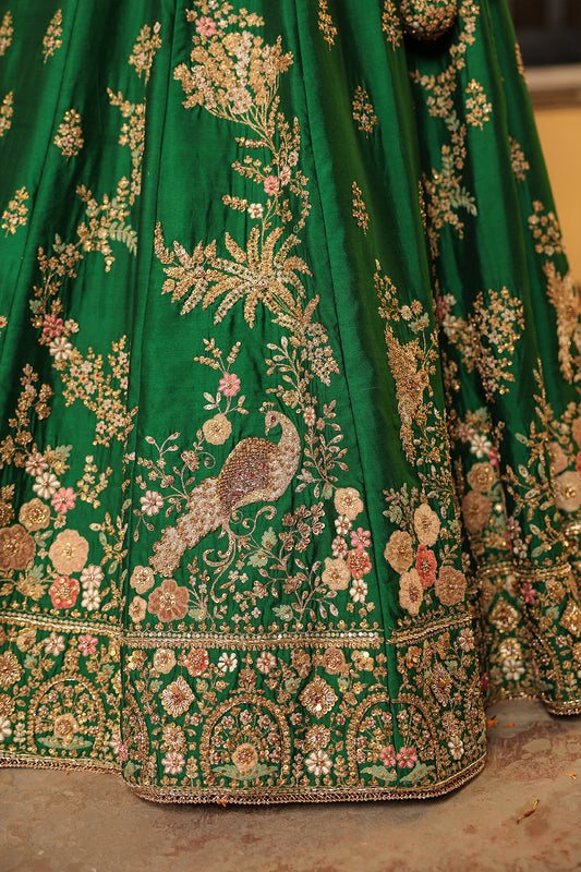 Ahista Green Mayur Applique Lehenga Set