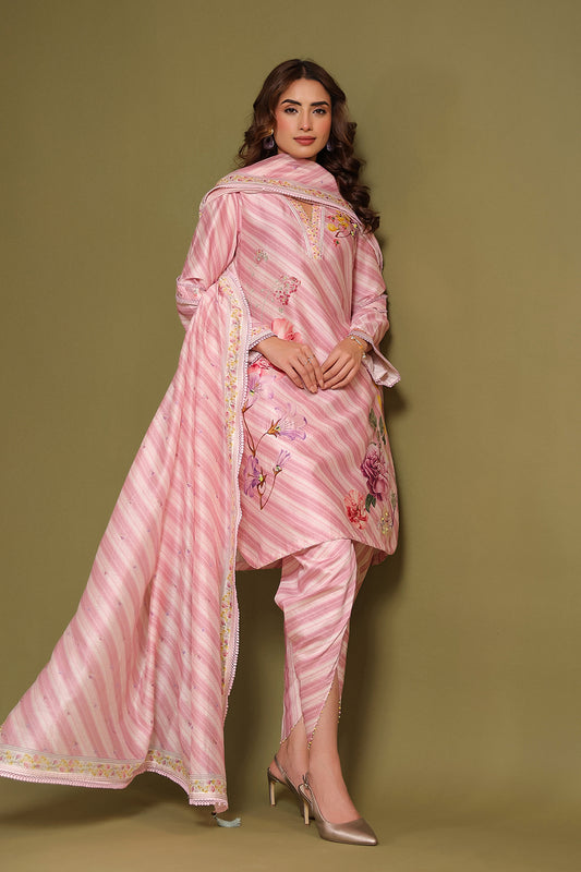 Noor Light Pink Striped Kurti Set
