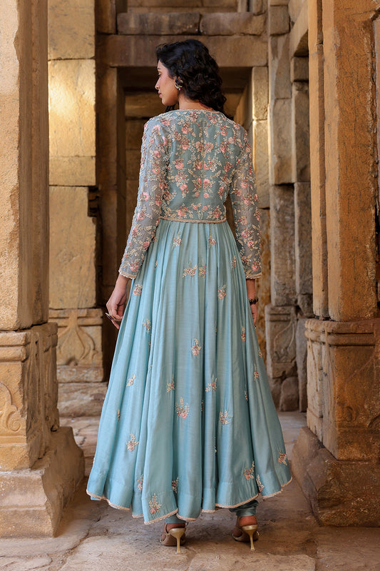 Vaayu Light Blue Heavy Koti Anarkali Set