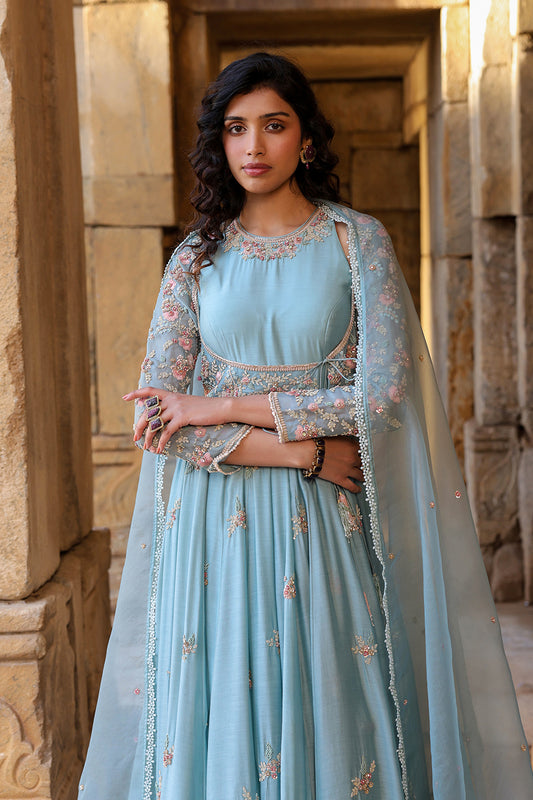 Vaayu Light Blue Heavy Koti Anarkali Set