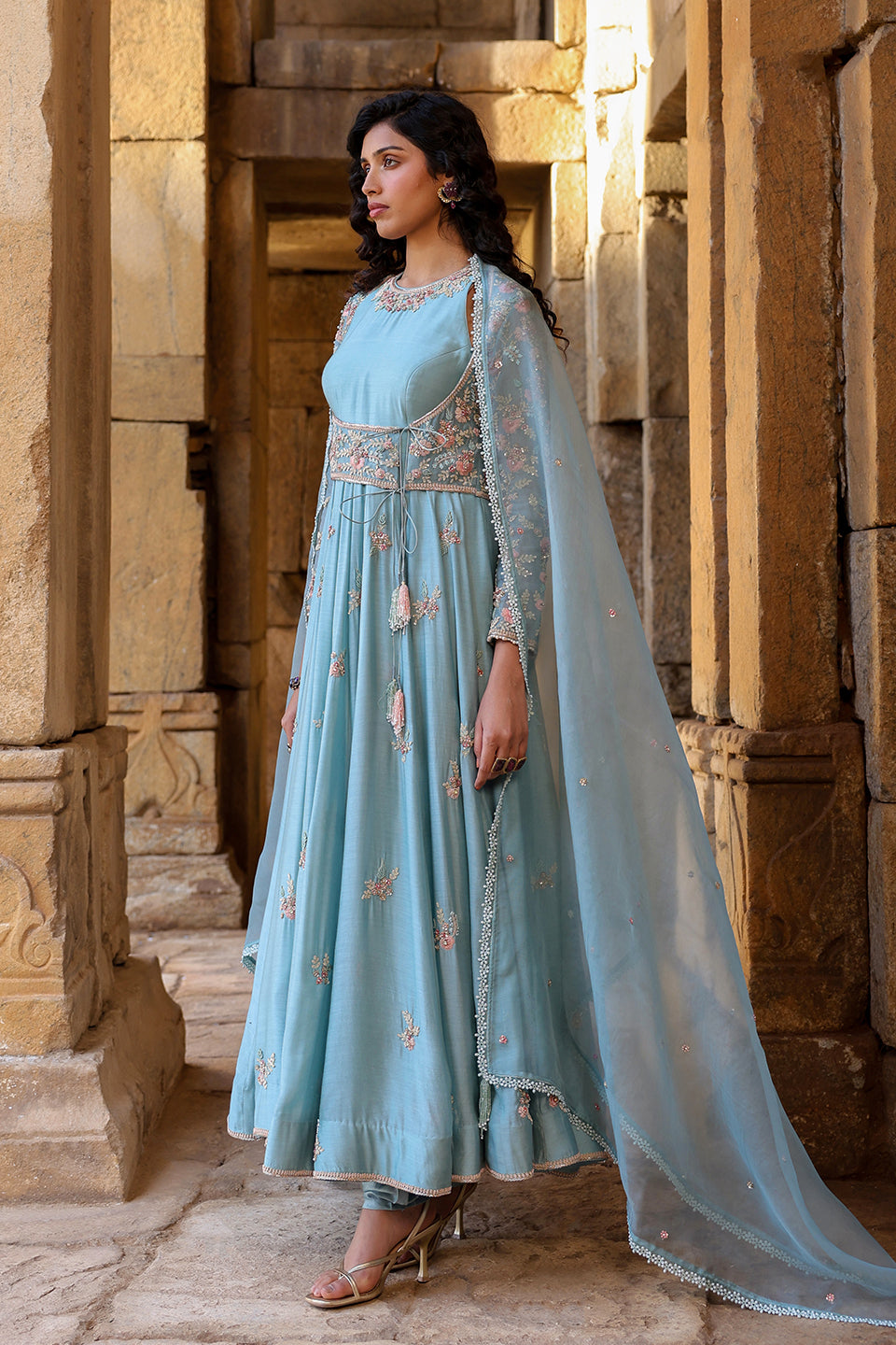 Vaayu Light Blue Heavy Koti Anarkali Set
