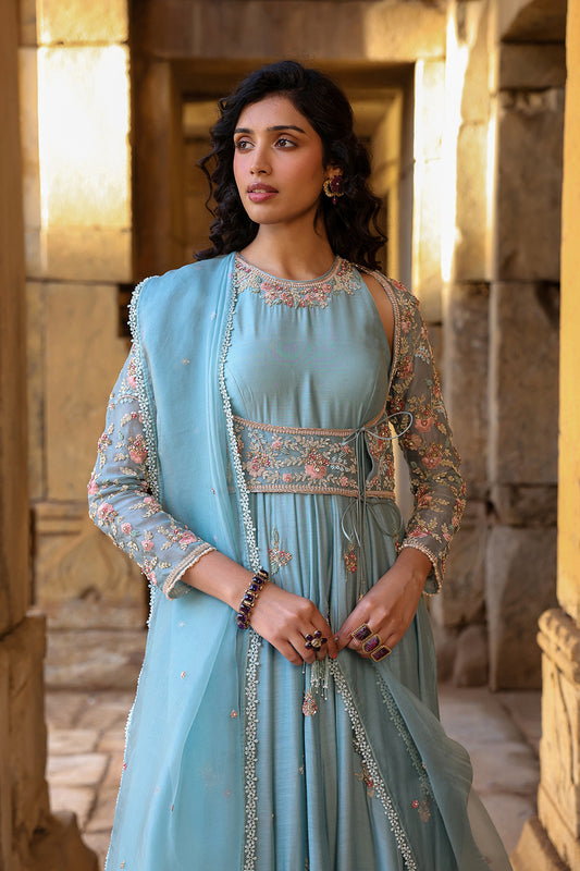 Vaayu Light Blue Heavy Koti Anarkali Set