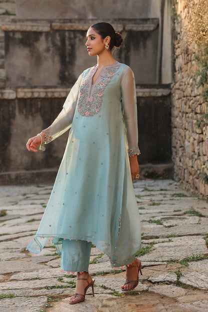 Vaayu Light Blue Heavy Neck Kurta Set