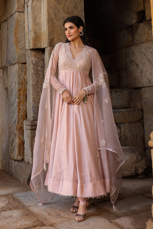 Vaayu Light Pink Applique Kalidar Set