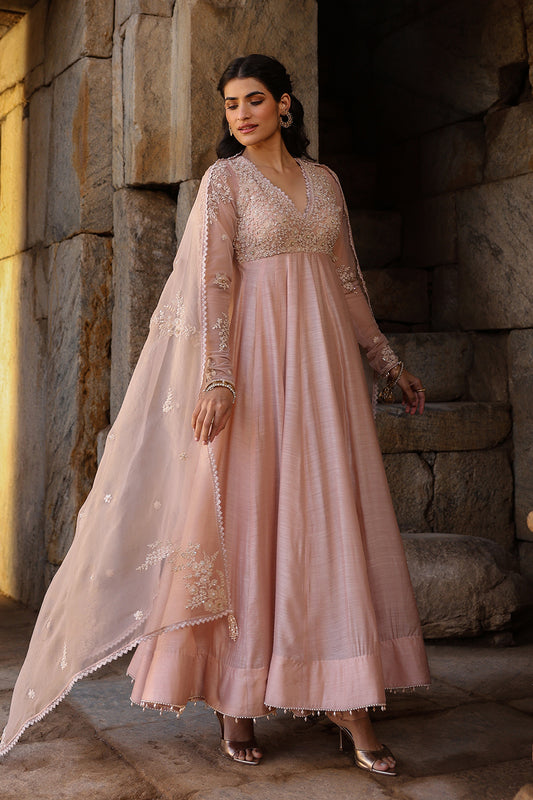 Vaayu Light Pink Applique Kalidar Set