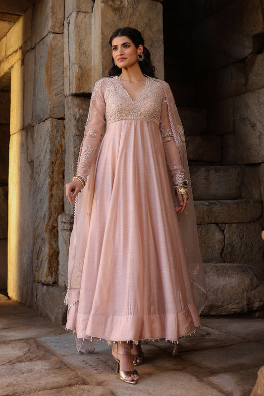 Vaayu Light Pink Applique Kalidar Set