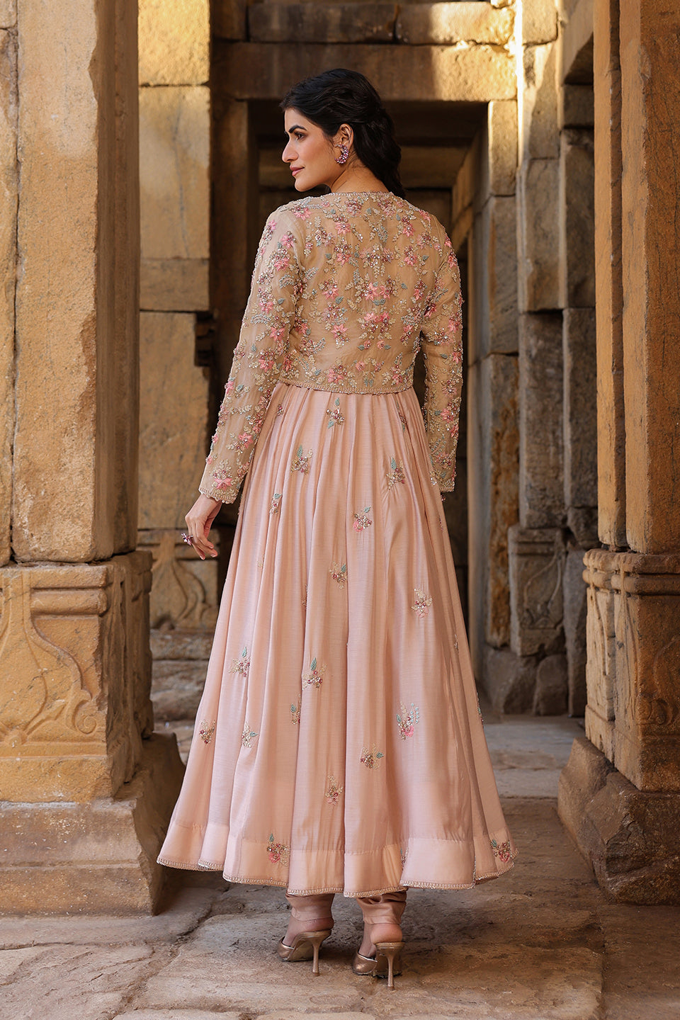 Vaayu Light Pink Heavy Koti Anarkali Set