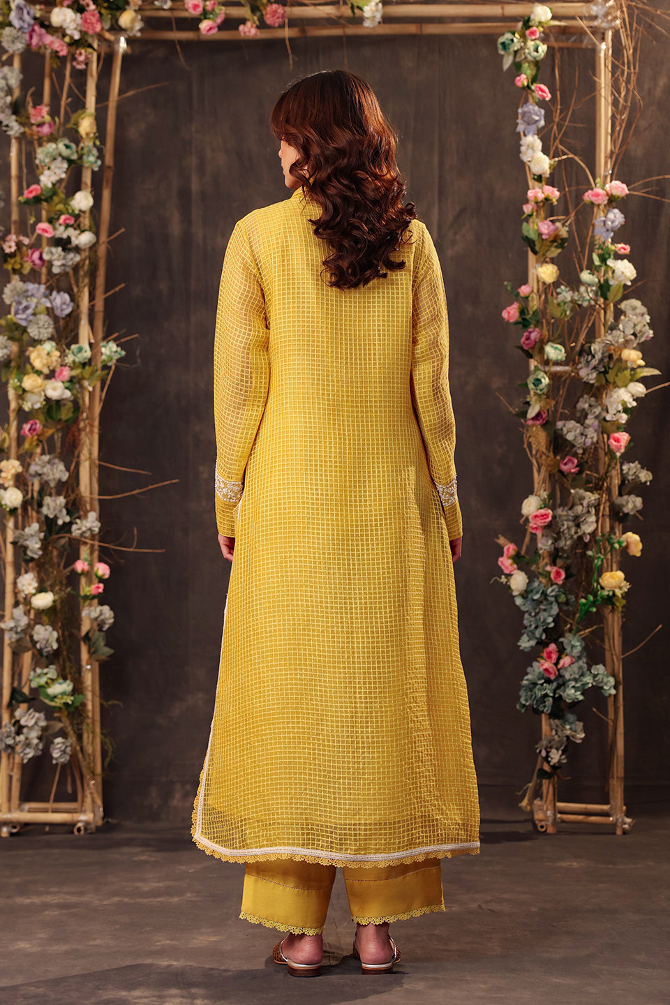 Vaayu Yellow Collar Kurta Set