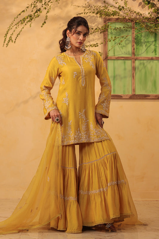 Vaayu Yellow Heavy Sharara Set