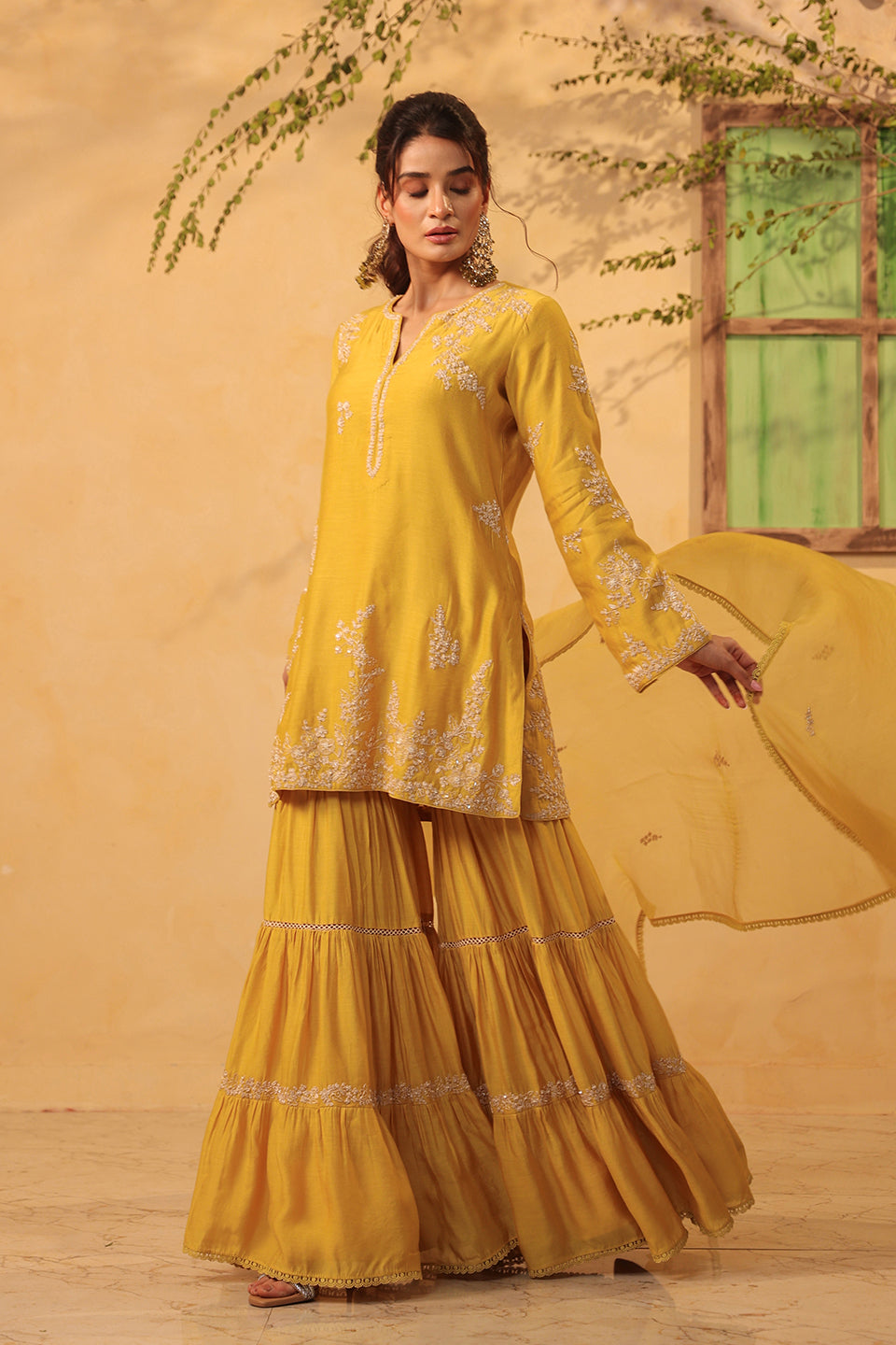 Vaayu Yellow Heavy Sharara Set