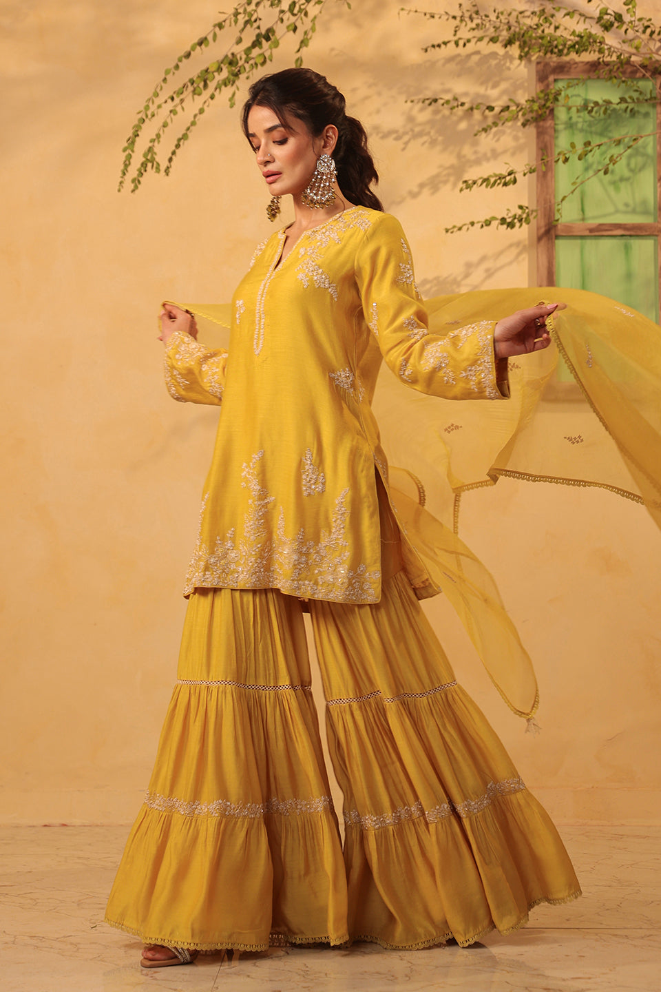Vaayu Yellow Heavy Sharara Set