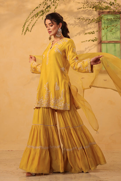 Vaayu Yellow Heavy Sharara Set