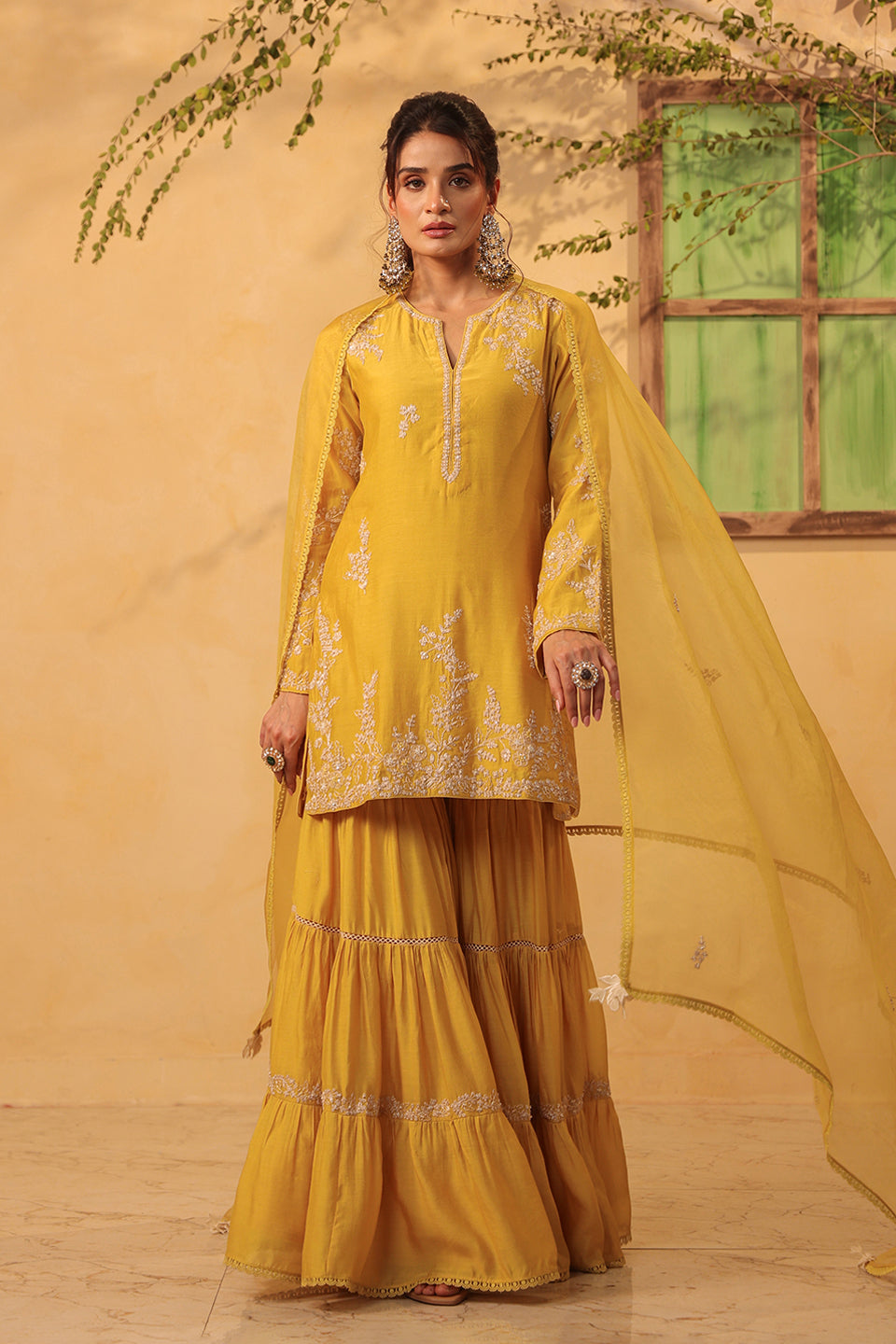 Vaayu Yellow Heavy Sharara Set