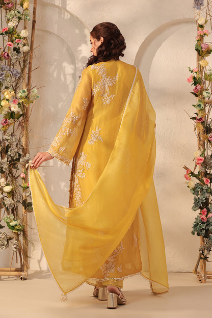Vaayu Yellow Jaal Straight kurta Set