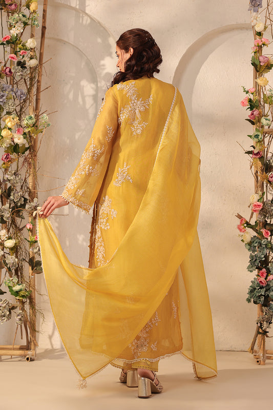 Vaayu Yellow Jaal Straight kurta Set