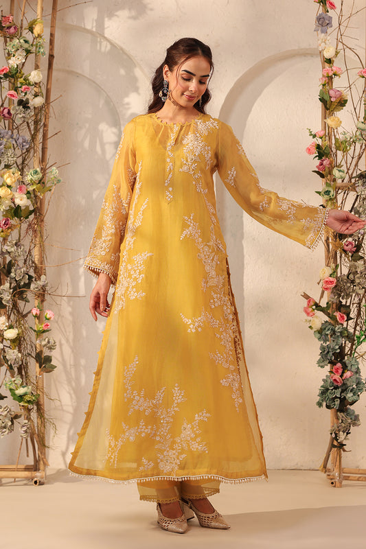 Vaayu Yellow Jaal Straight kurta Set