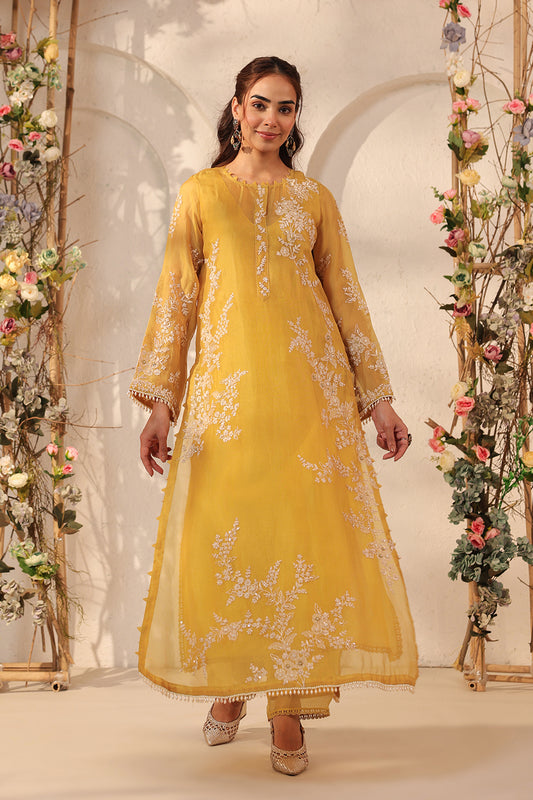 Vaayu Yellow Jaal Straight kurta Set
