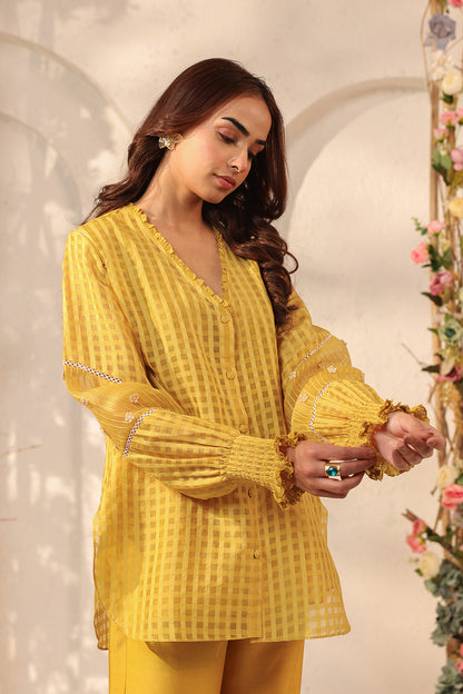Vaayu Yellow V Neck Co ord Set