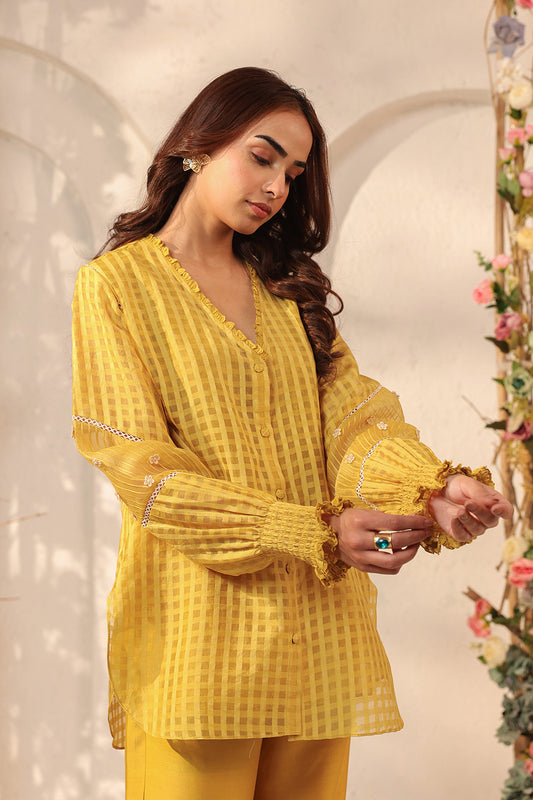 Vaayu Yellow V Neck Co ord Set