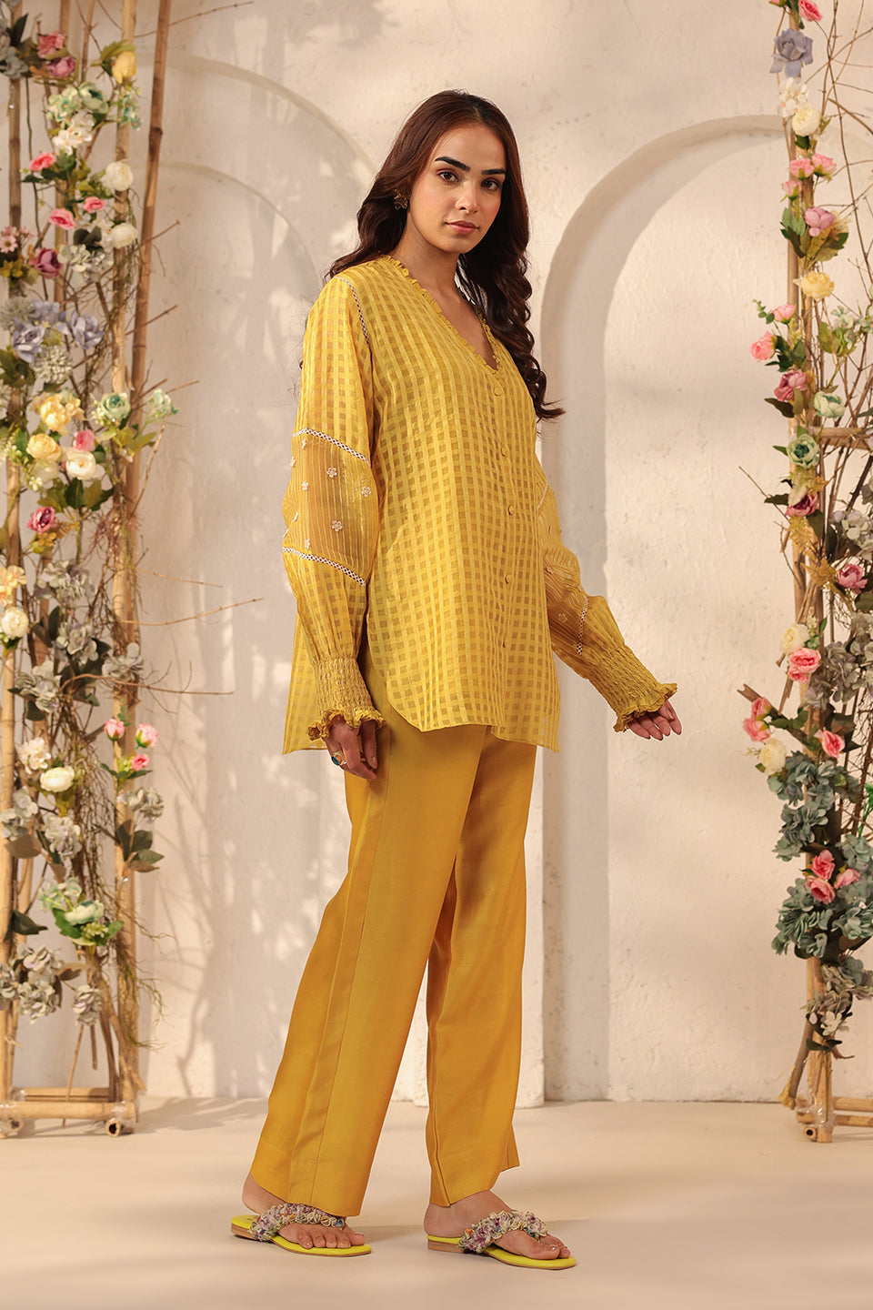 Vaayu Yellow V Neck Co ord Set