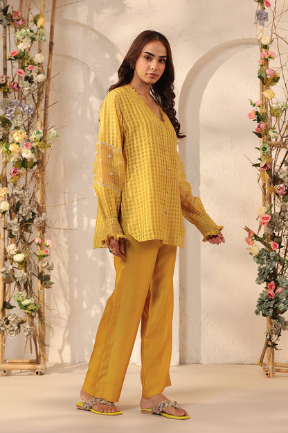 Vaayu Yellow V Neck Co ord Set