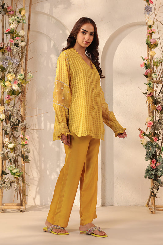 Vaayu Yellow V Neck Co ord Set