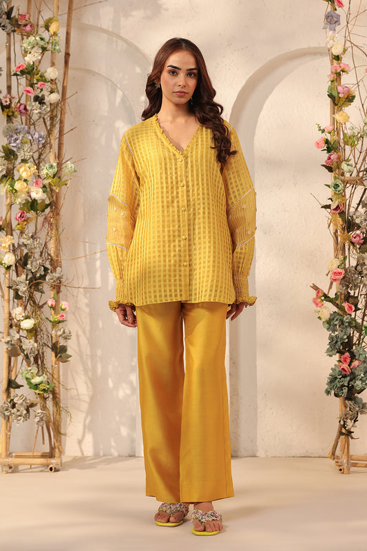 Vaayu Yellow V Neck Co ord Set