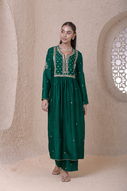 Rangrez Green Frockstyle Kurta Set