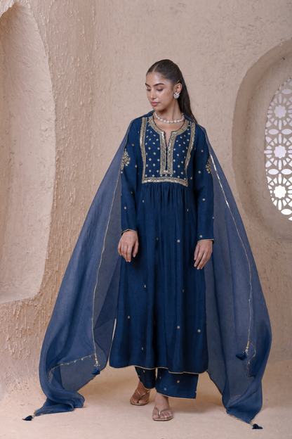 Rangrez  Blue Frockstyle Kurta Set
