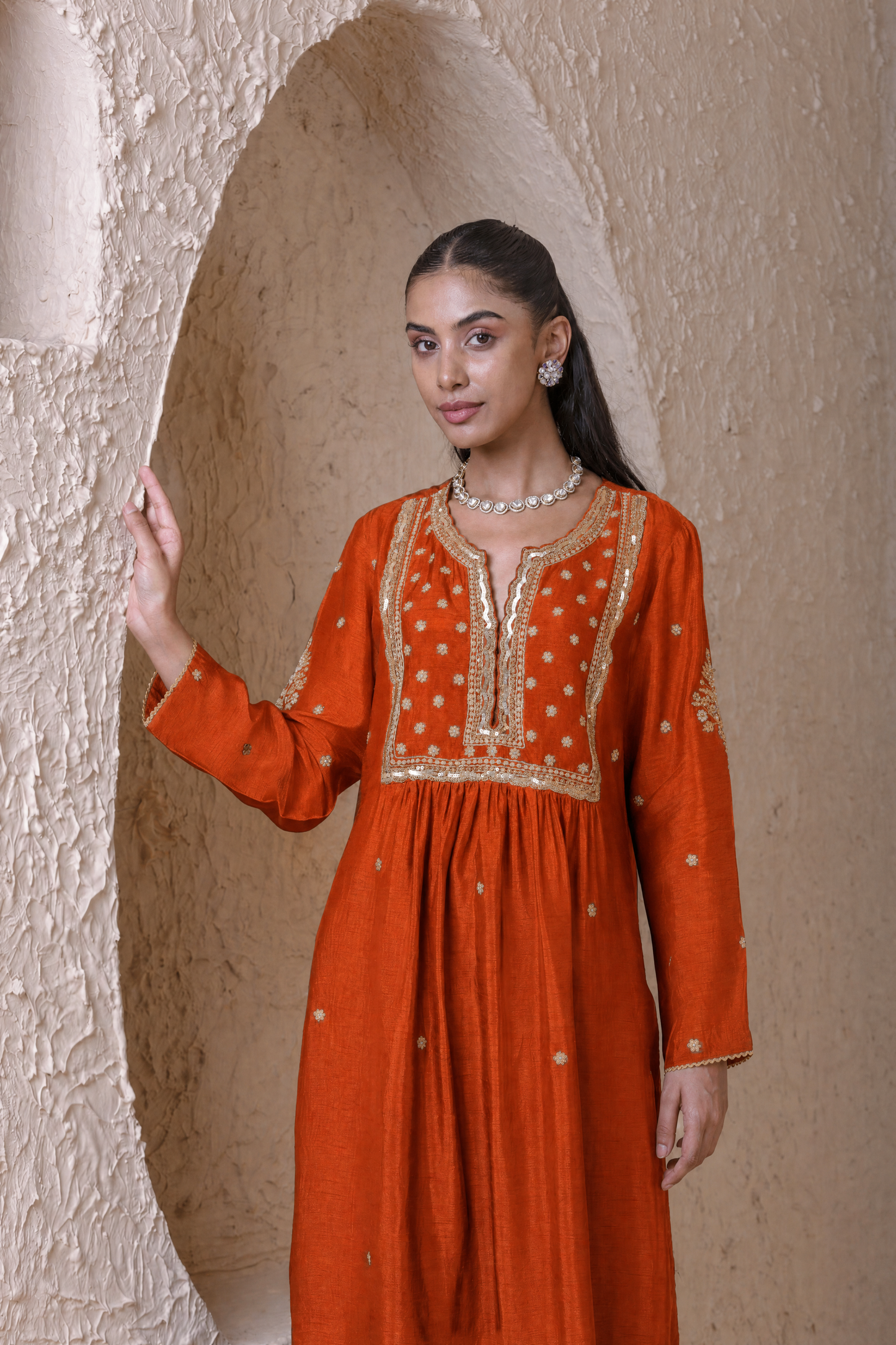 Rangrez Orange Frockstyle Kurta Set