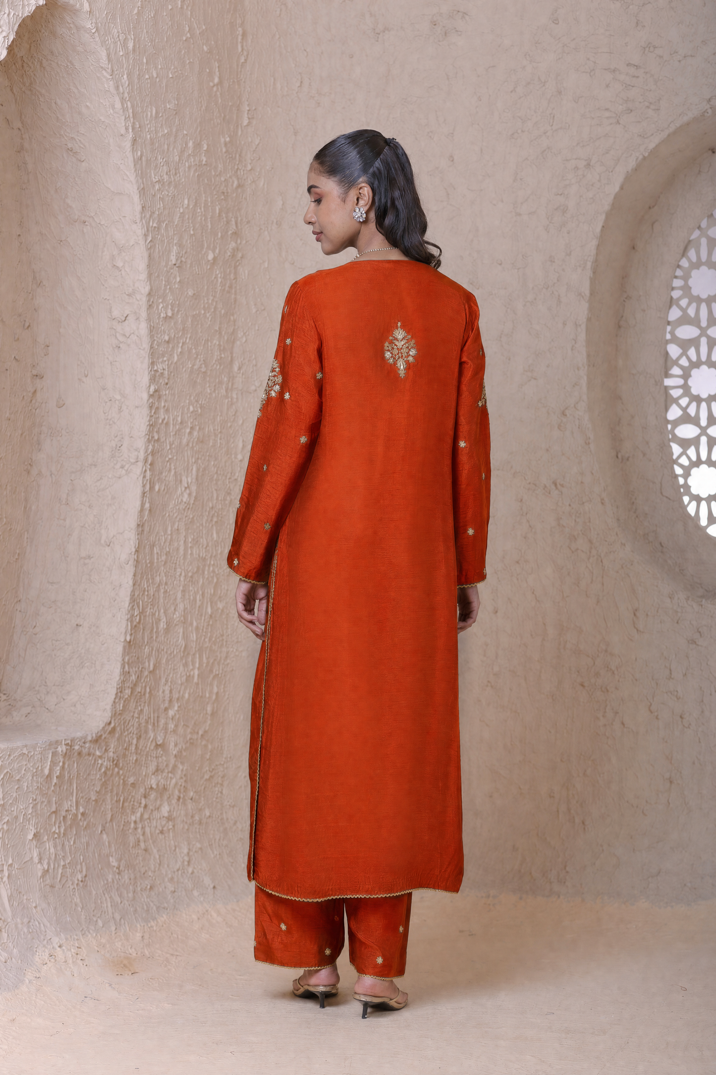 Rangrez Orange Frockstyle Kurta Set