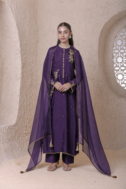 Rangrez Purple Phool Kurta Set