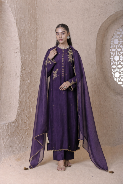 Rangrez Purple Phool Kurta Set