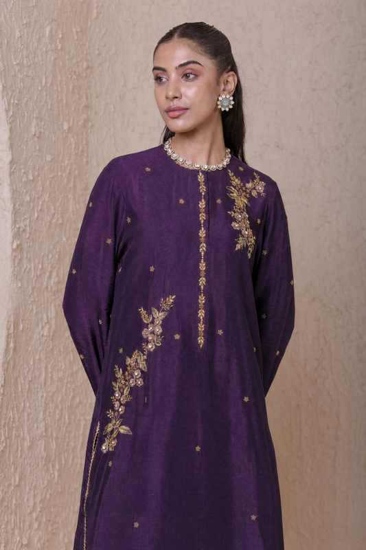 Rangrez Purple Phool Kurta Set