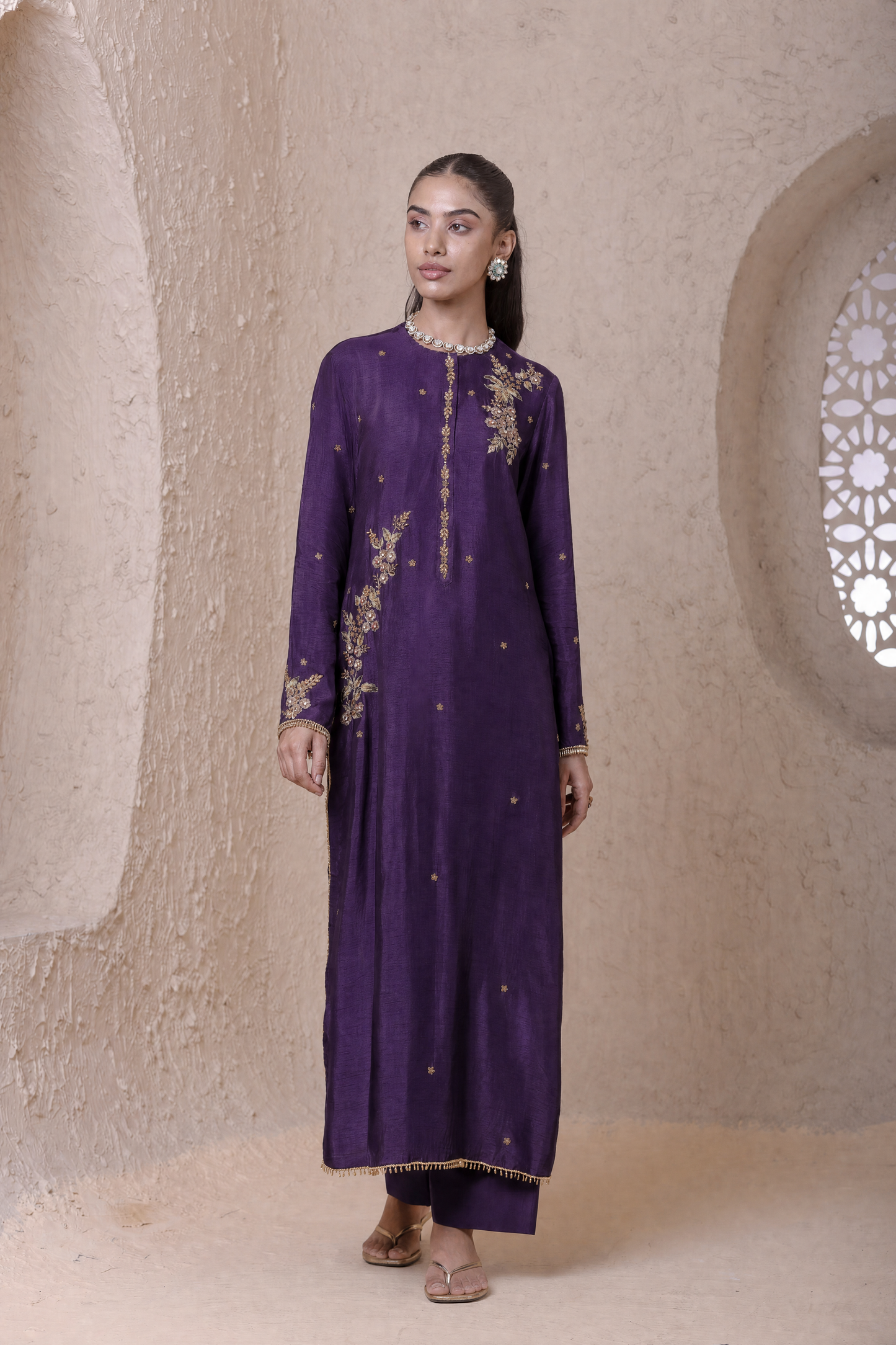 Rangrez Purple Phool Kurta Set
